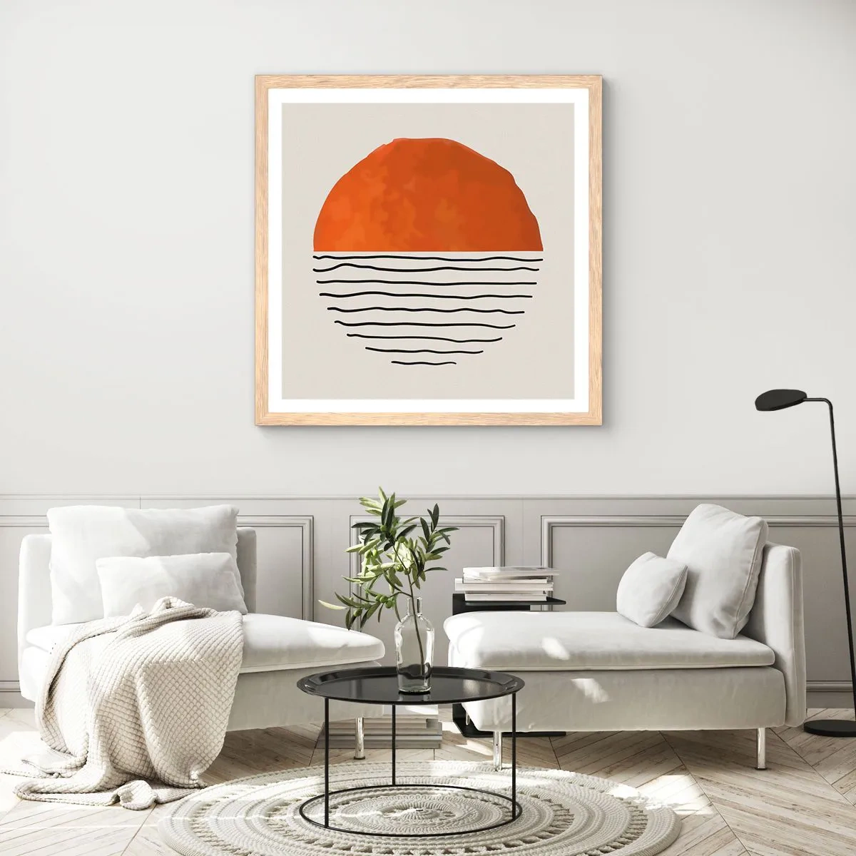 Een poster in een licht eiken lijst - In het Japanse klimaat - 60x60 cm