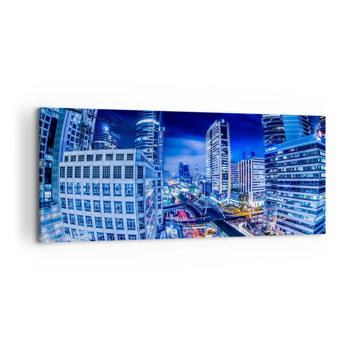 Schilderen op canvas - Ritmes van de nachtstad - 100x40 cm