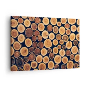 Schilderen op canvas - Patroon gemaakt van dwarsdoorsneden van houten boomstammen - 70x50cm - Hoe oud zie ik eruit? - Moderne wanddecoratie voor woonkamer en slaapkamer ARTTOR