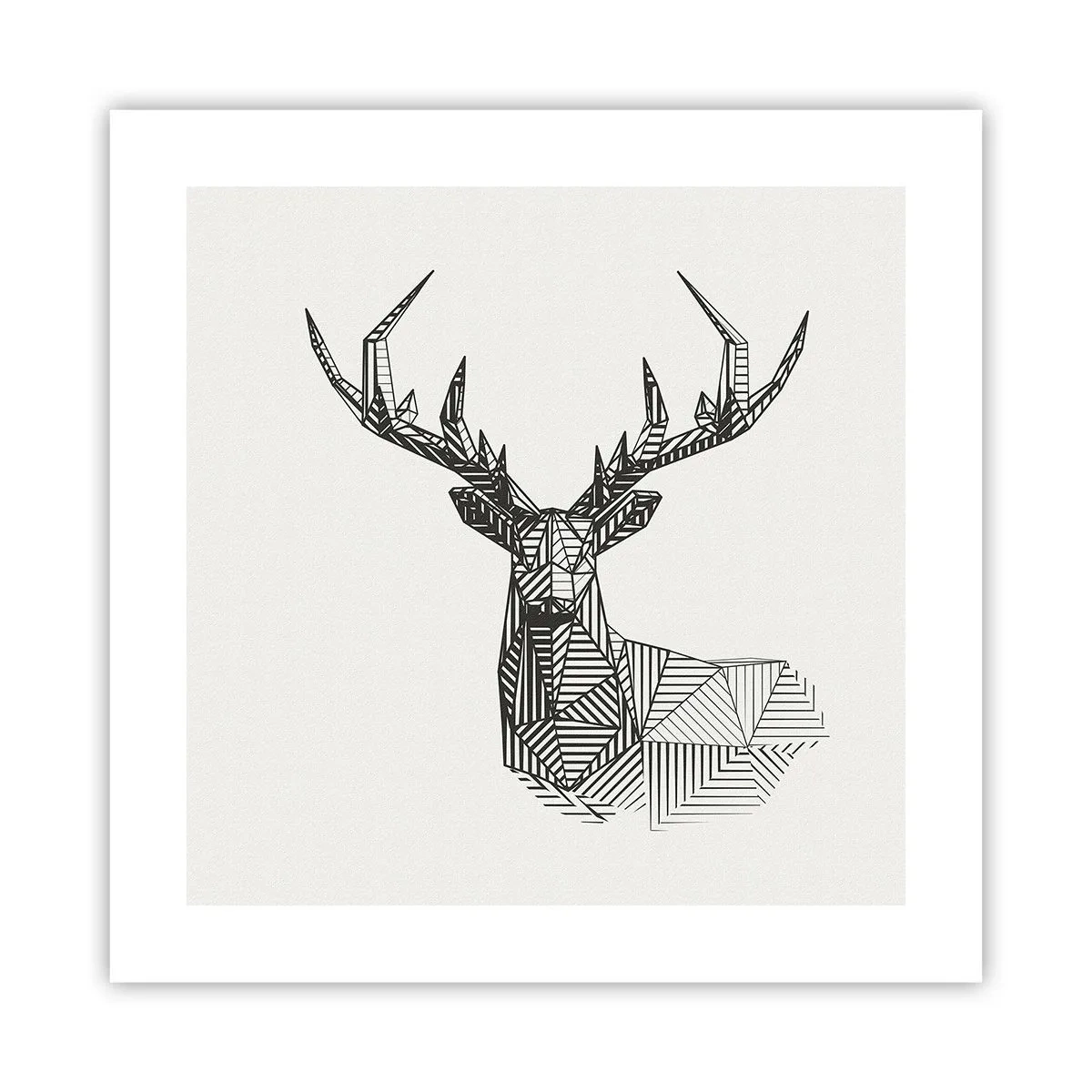 Poster - Een hert in kubistische stijl - 40x40 cm