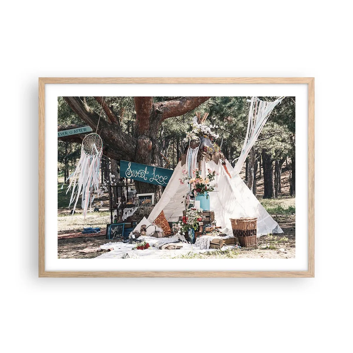 Een poster in een licht eiken lijst - De liefde bedrijven ... - 70x50 cm