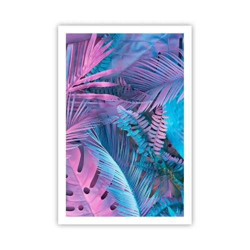 Poster - Tropen in roze en blauw - 61x91 cm