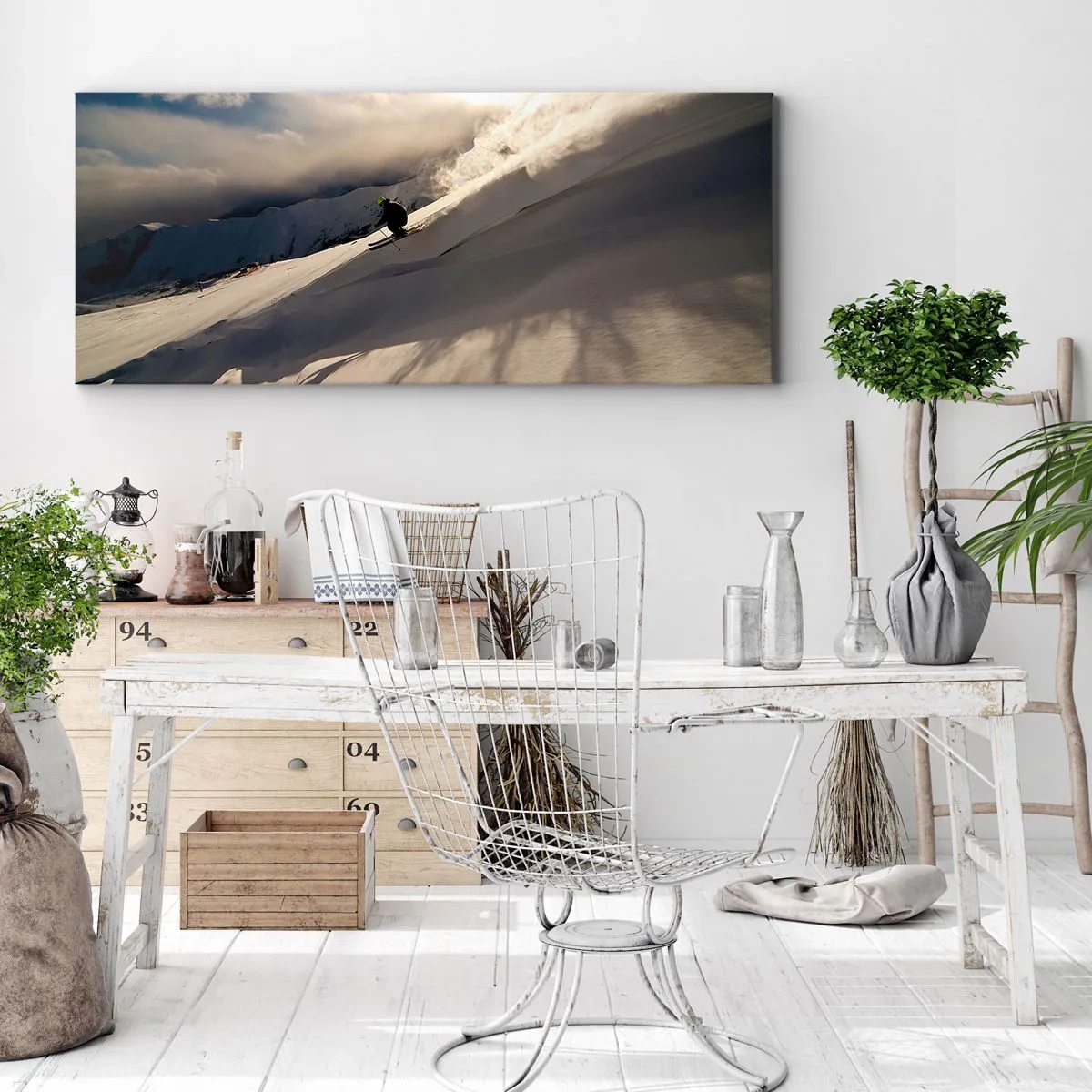 Schilderen op canvas - Berguitdaging genomen - 90x30 cm