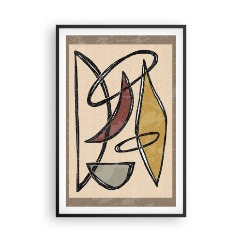 Poster in een zwarte lijst - Compositie – bogen en ovalen - 61x91 cm