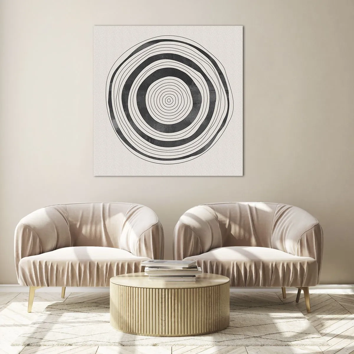 Schilderen op glas - Wat belangrijk is, is wat er tussenin zit - 70x70 cm