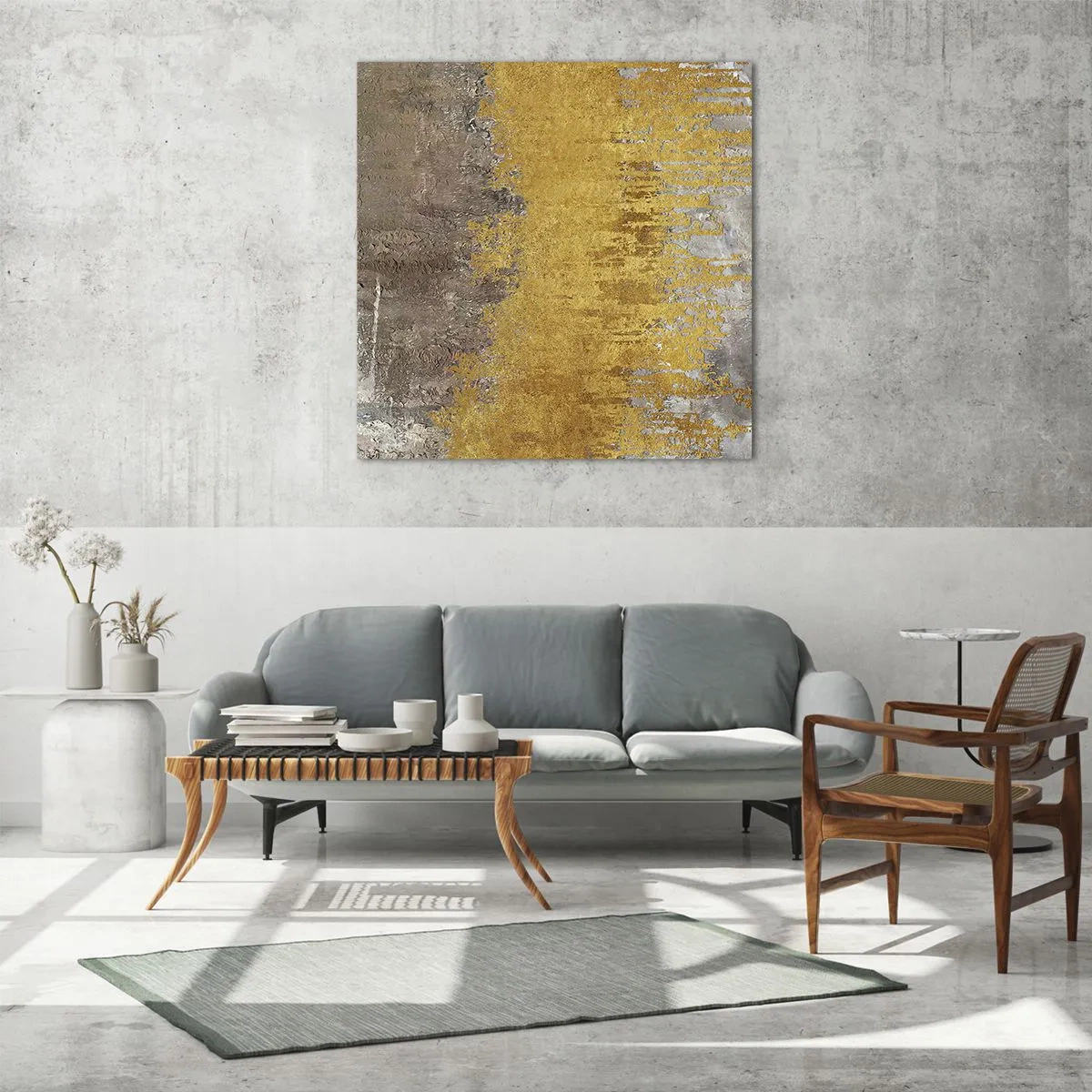 Schilderen op glas - Een gouden explosie - 40x40 cm