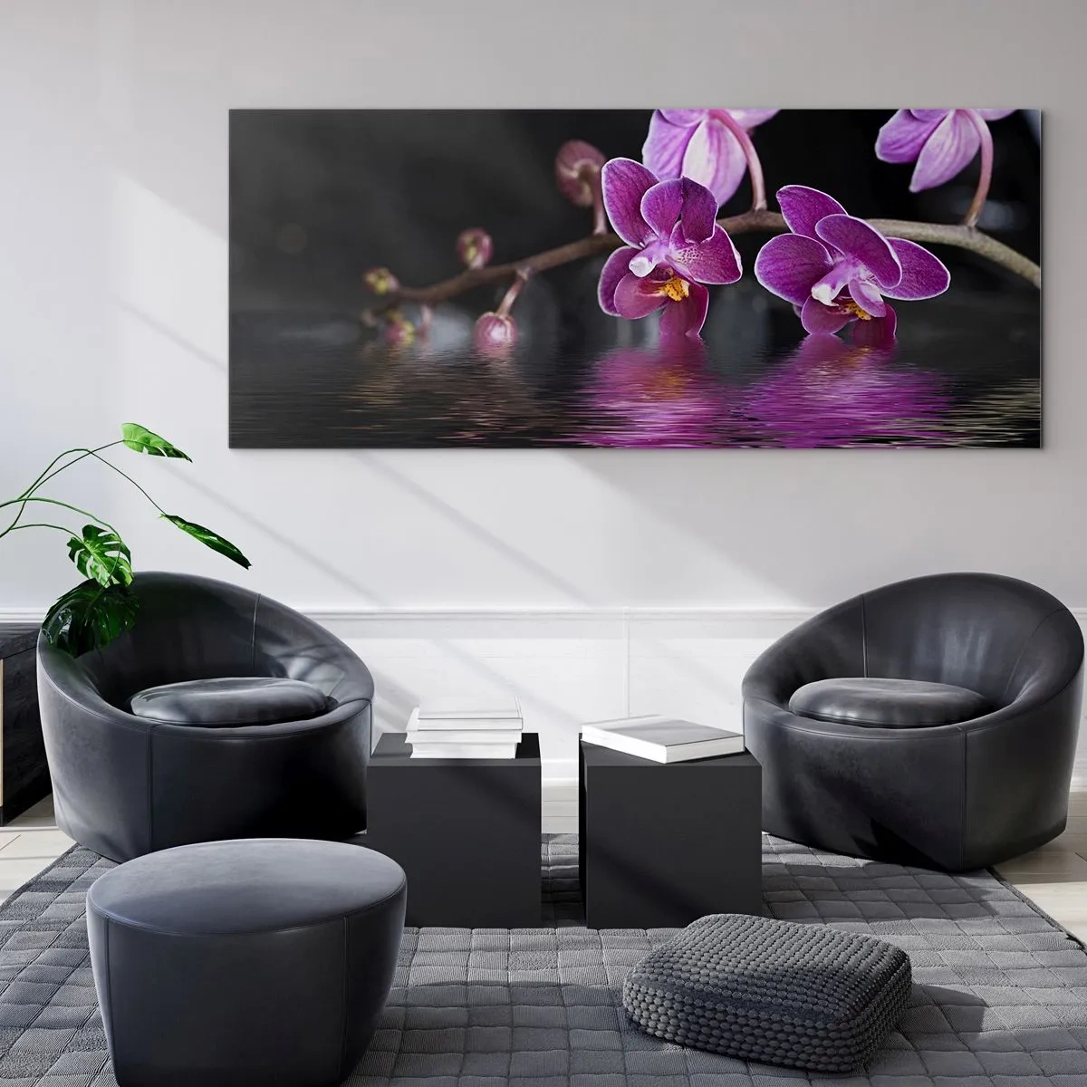 Schilderen op glas - Lila weerspiegeling van schoonheid - 160x50 cm