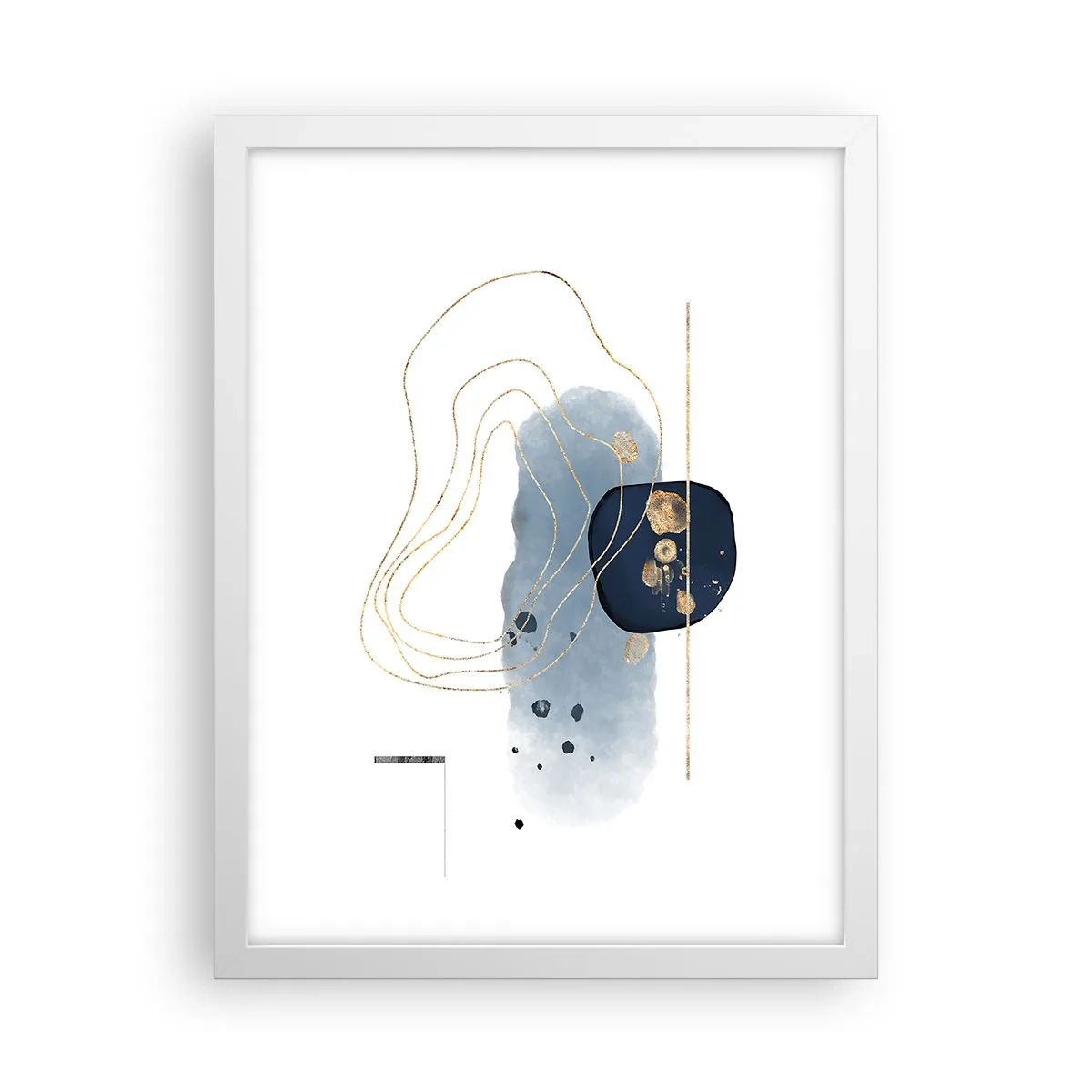 Poster in een witte lijst - Blauw en goud fantasie - 30x40 cm