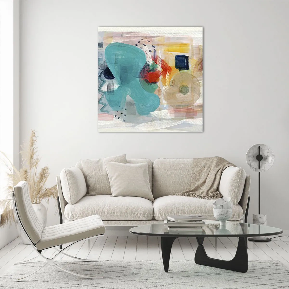 Schilderen op glas - Kleurrijk spel - 70x70 cm