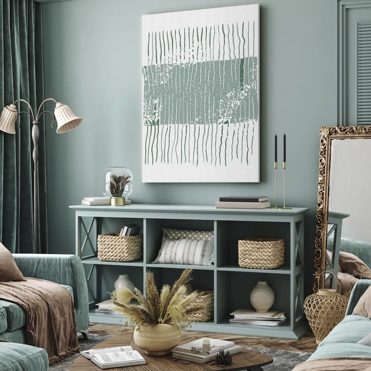 Schilderen op canvas - Mariene abstractie - 65x120 cm