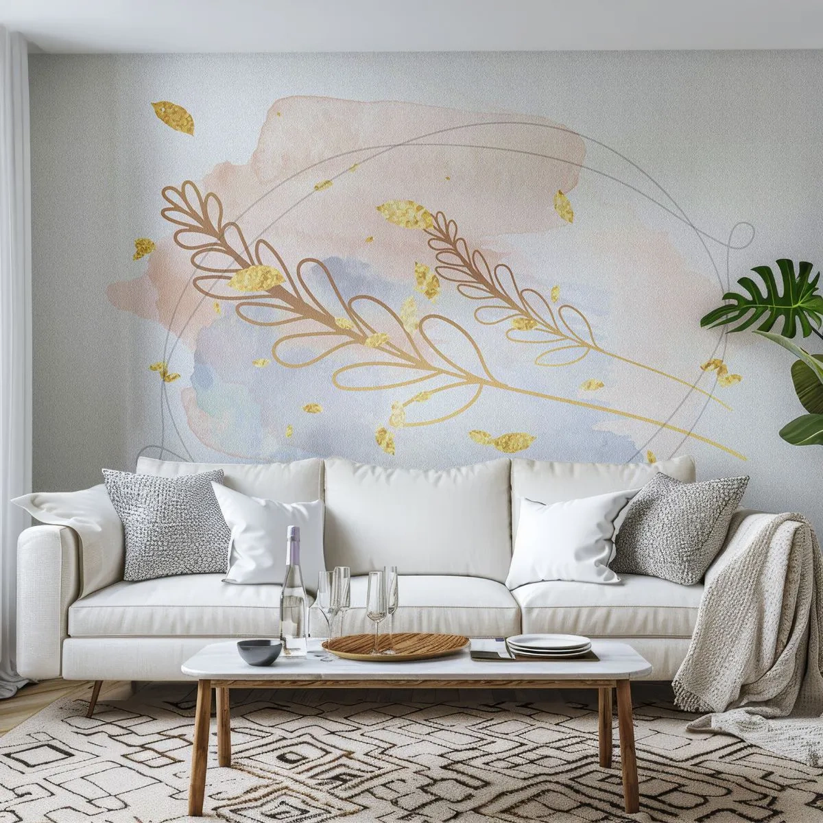 Fotobehang Premium Sand - Gouden explosie - Helder, Minimalistisch, Modern - 200x140 cm