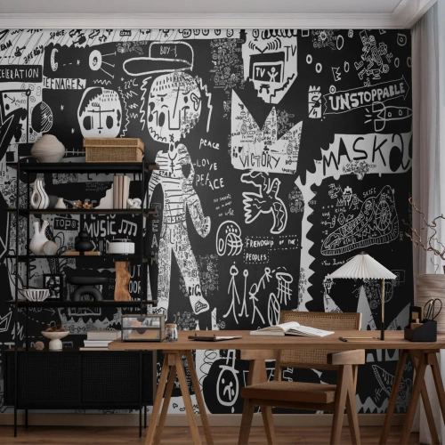 Fotobehang Premium Canvas - Geestelijke jeugd van wet en vreugde - Graffiti, Deel, Modern patroon - 450x315 cm