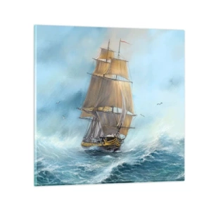 Schilderen op glas - Haasten over de golven - 60x60 cm