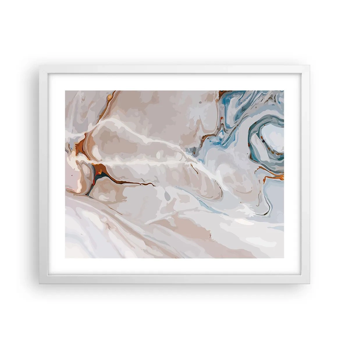 Poster in een witte lijst - Blauw kronkelt onder het wit - 50x40 cm