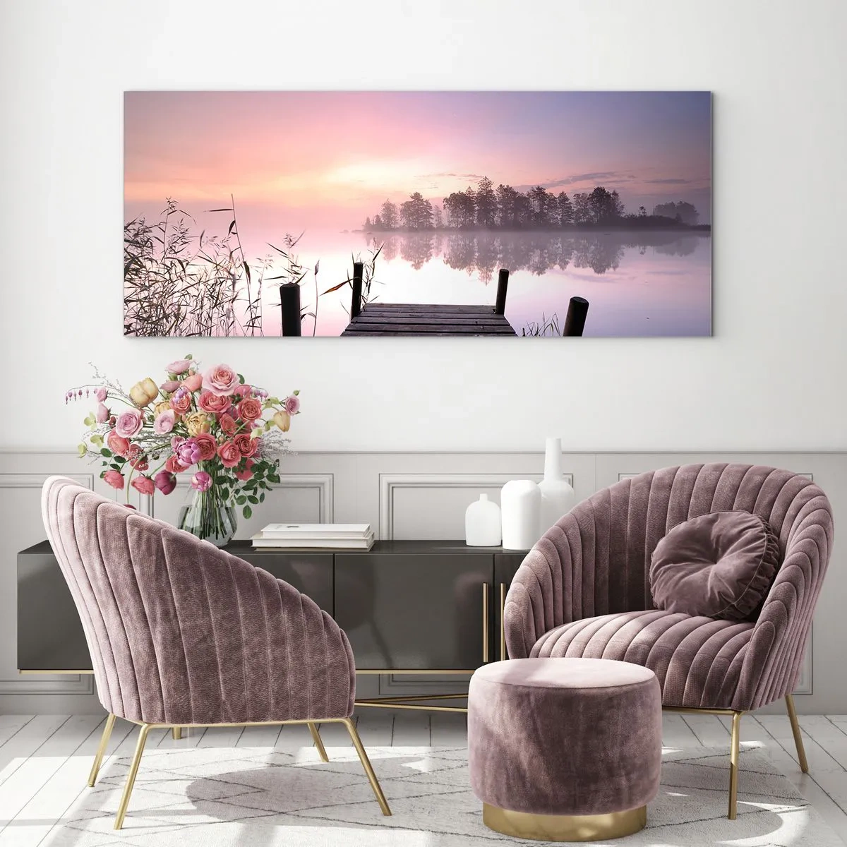 Schilderen op glas - Van de lila mist... - 100x40 cm
