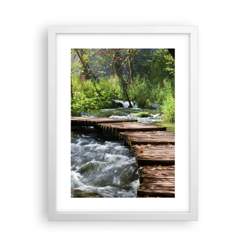 Poster in een witte lijst - Boven de schuimige waterval - 30x40 cm