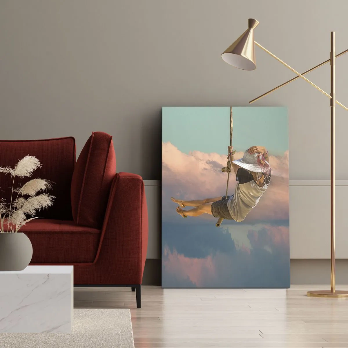 Schilderen op canvas - Plezier in de wolken - 55x100 cm