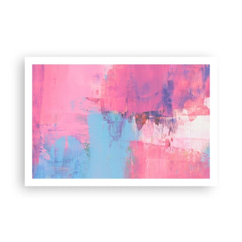 Poster - Roze, blauw en een vleugje licht - 91x61 cm