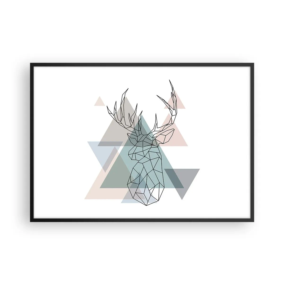 Poster in een zwarte lijst - In een geometrisch bos - 100x70 cm