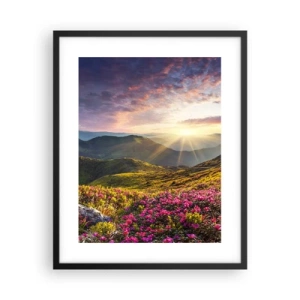 Poster in een zwarte lijst - Frisheid in de ochtend in de bergen - 40x50 cm