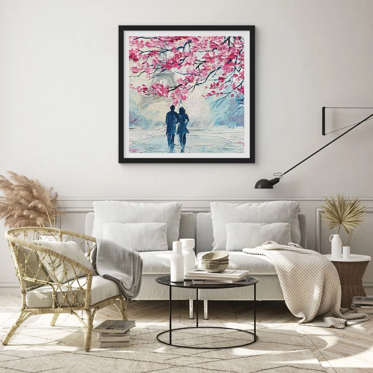 Poster in een zwarte lijst - Een romantische wandeling - 30x30 cm