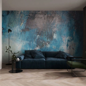 Zelfklevend Fotobehang Deluxe Sticker - Rhapsody in Blauw - Abstractie, Deel, Moderne kunst - 100x70 cm