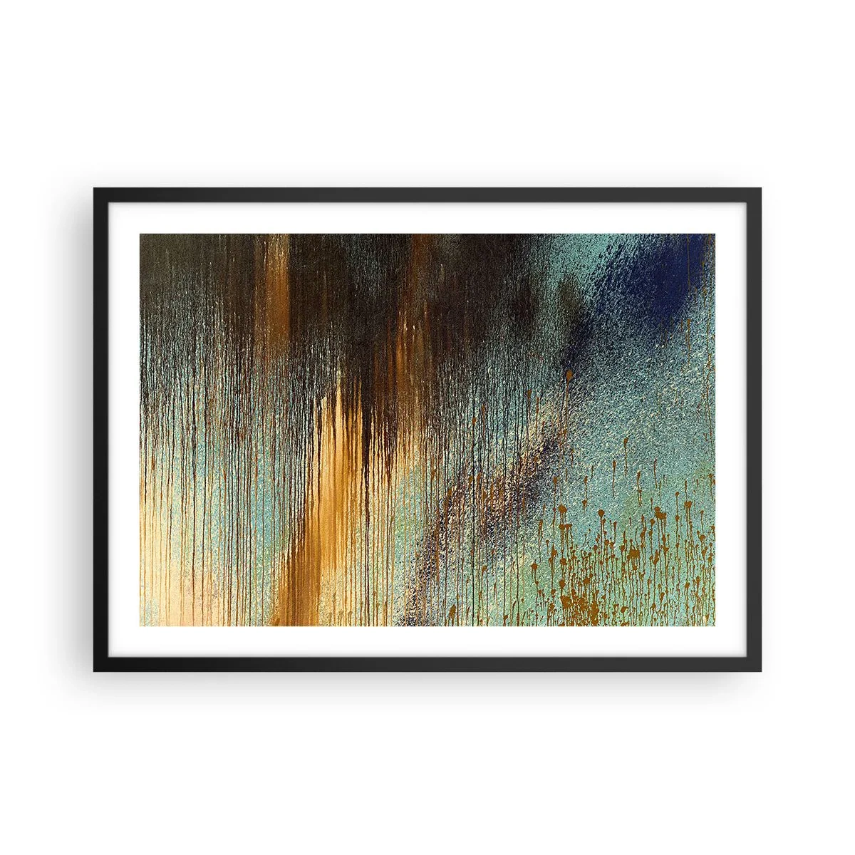 Poster in een zwarte lijst - Een niet toevallig kleurrijke compositie - 70x50 cm