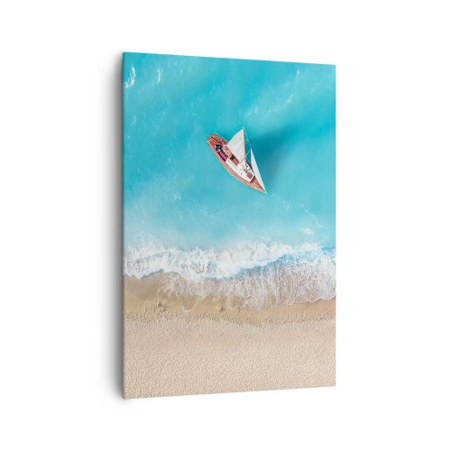 Schilderen op canvas - Op de grens van blauw en goud - 70x100 cm