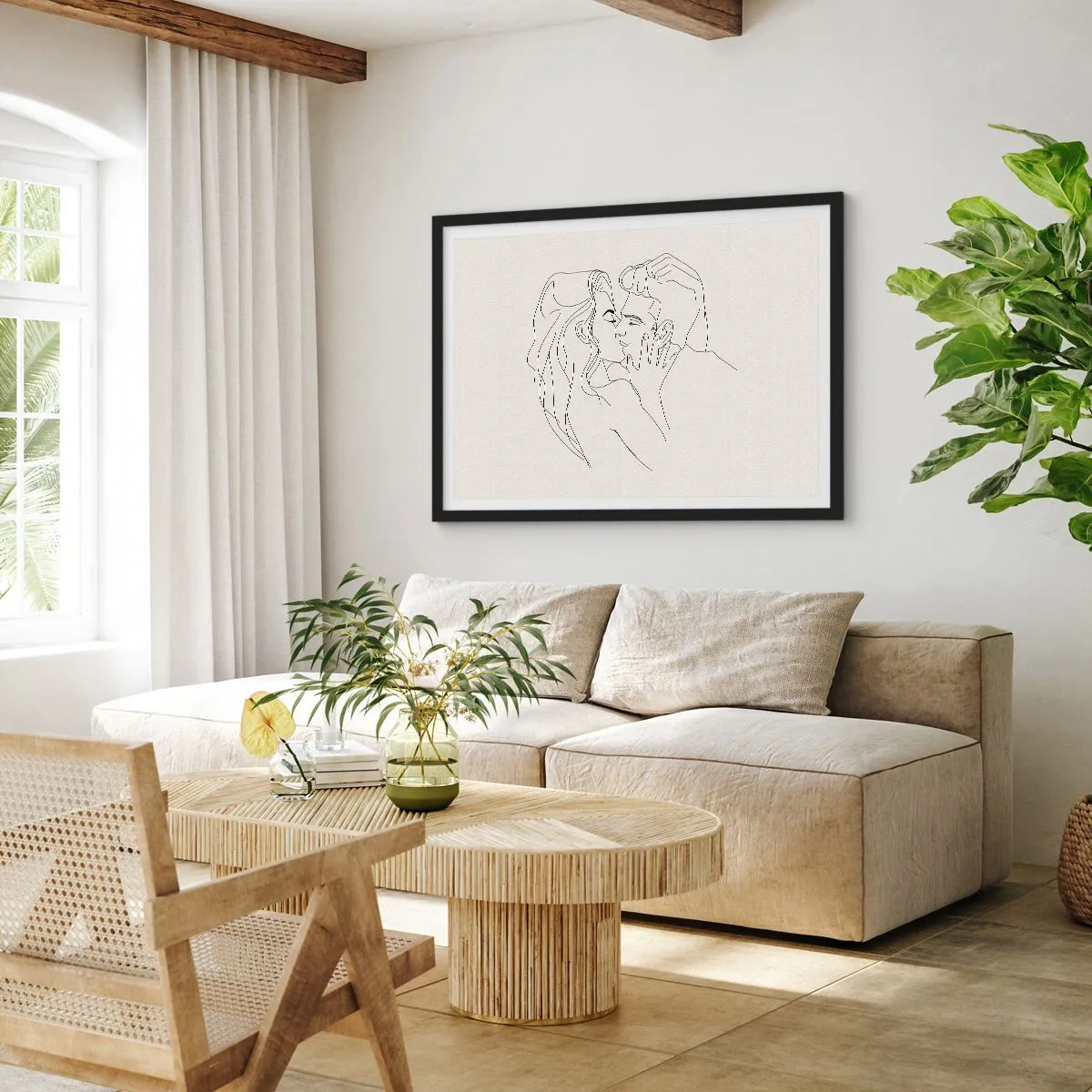 Poster in een zwarte lijst - Verstrikt in gevoel - 40x30 cm