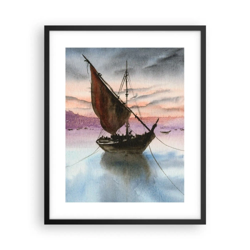 Poster in een zwarte lijst - Avond in de haven - 40x50 cm