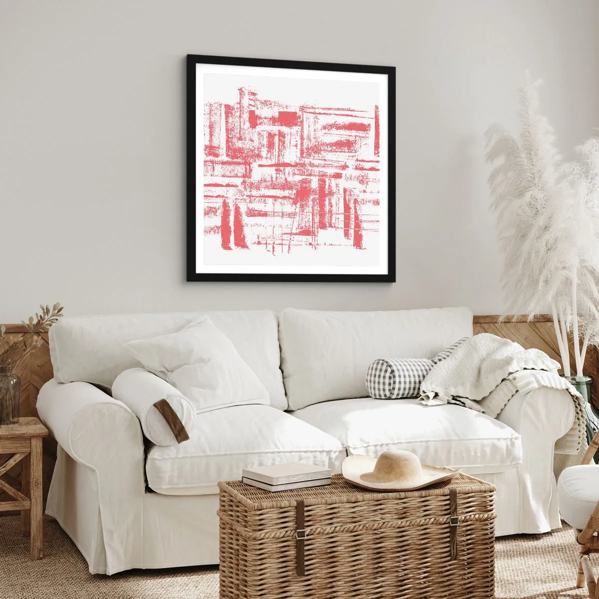 Poster in een zwarte lijst - De rode stad - 30x30 cm