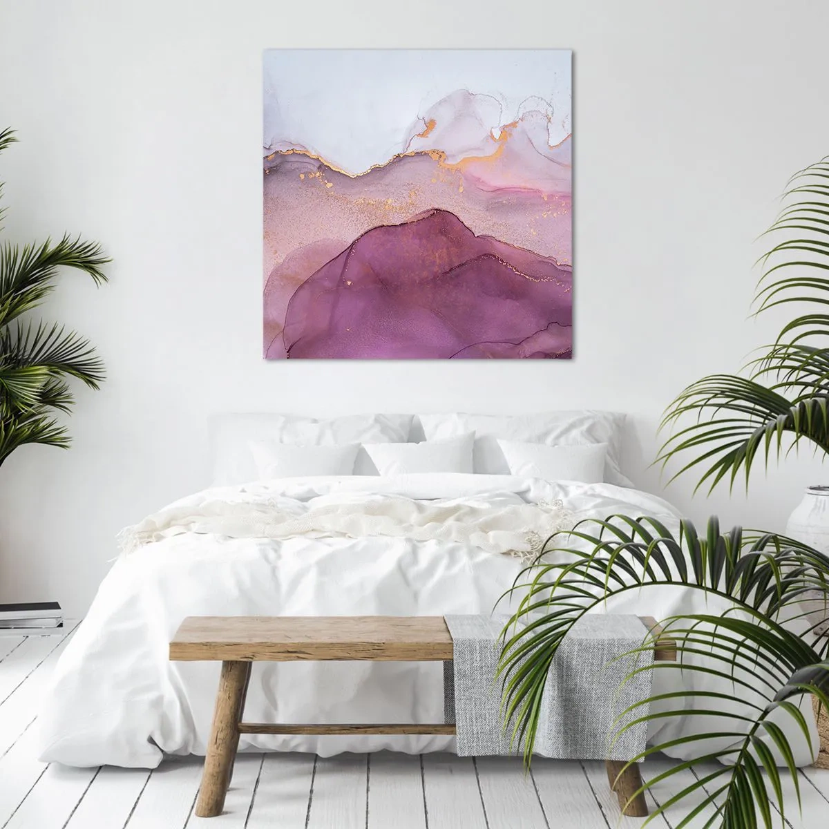 Schilderen op canvas - Lila en paarse golven - 30x30 cm