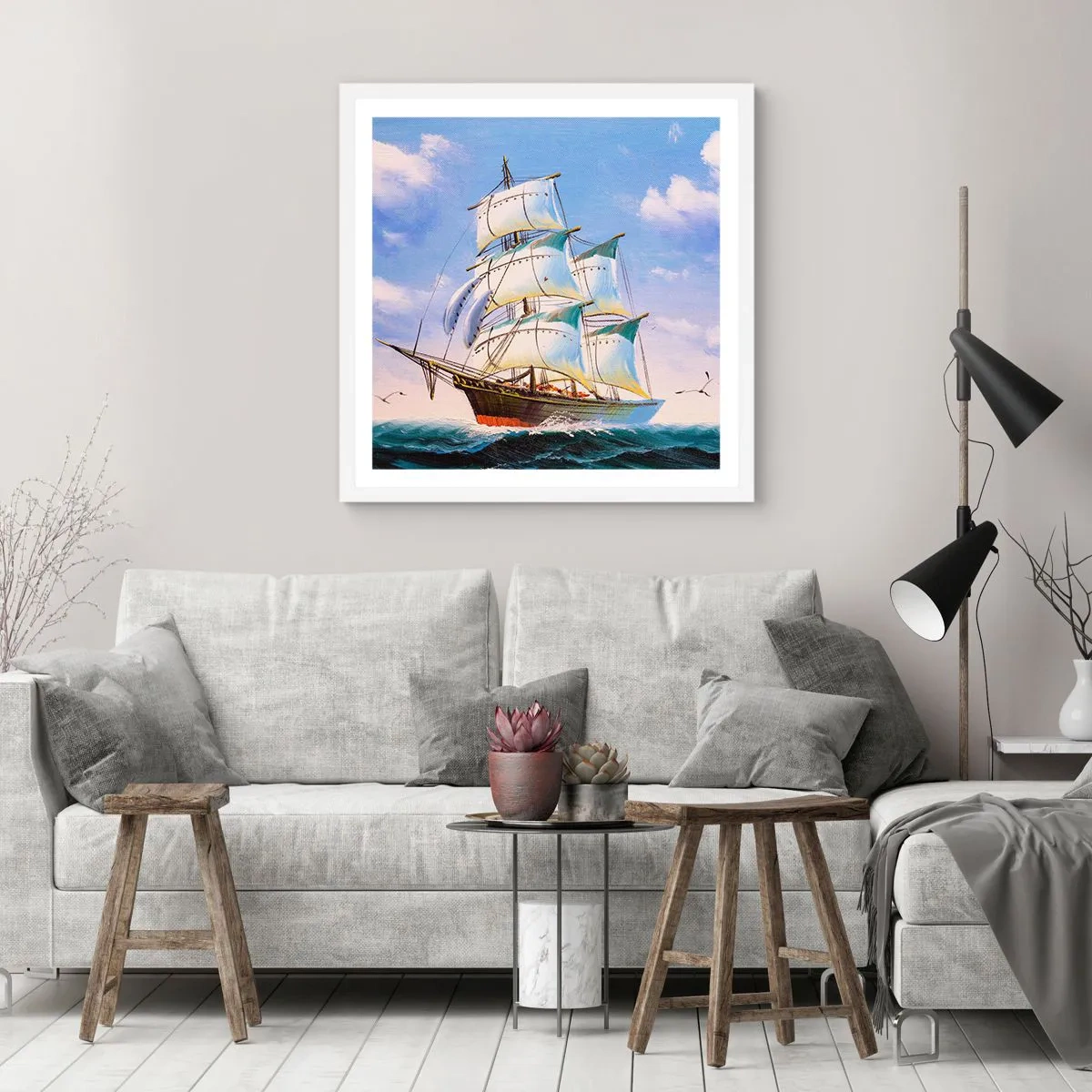 Poster in een witte lijst - Trots met de wind - 40x40 cm