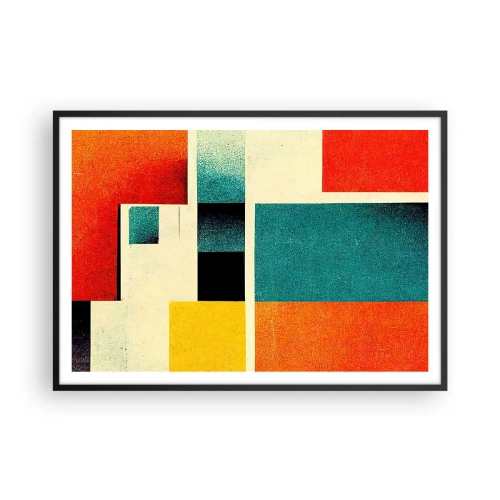 Poster in een zwarte lijst - Geometrische abstractie – goede energie - 100x70 cm