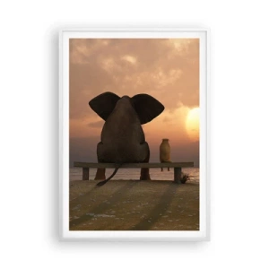 Poster in een witte lijst - Het is goed om samen stil te zijn - 70x100 cm