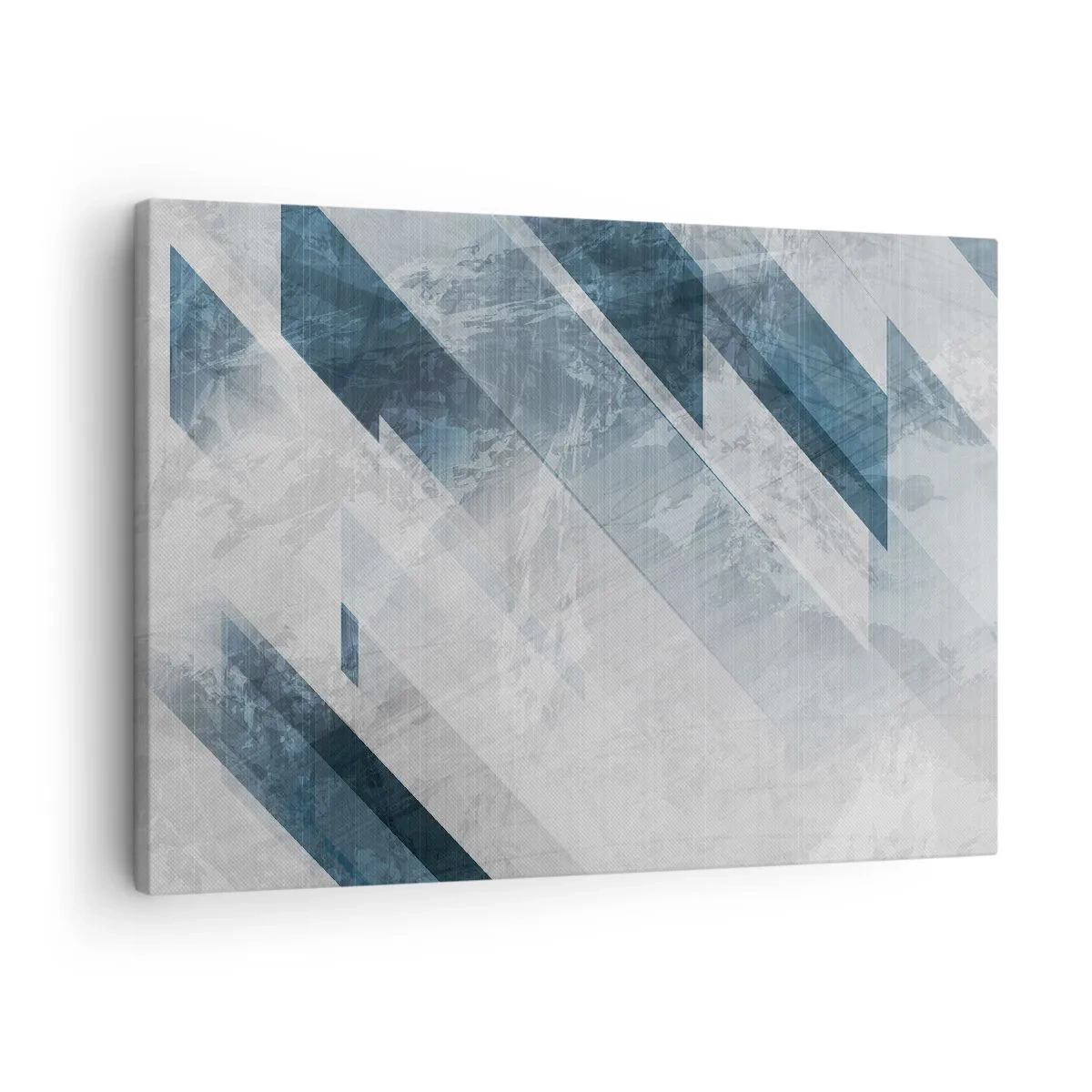 Schilderen op canvas - Abstracte lijnen in tinten grijs en blauw - 70x50cm - Ruimtelijke compositie - grijze beweging - Moderne wanddecoratie voor woonkamer en slaapkamer ARTTOR