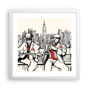 Poster in een witte lijst - Improvisatie van New York - 40x40 cm