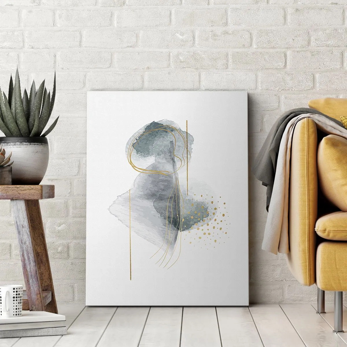 Schilderen op canvas - Over de relatie tussen grijs en goud - 55x100 cm