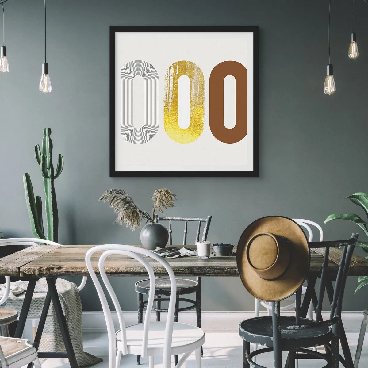 Poster in een zwarte lijst - Oooo! - 30x30 cm
