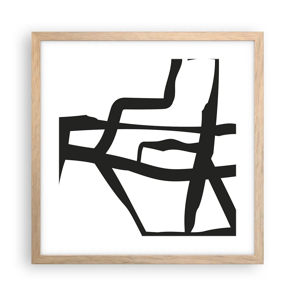 Een poster in een licht eiken lijst - Zwart-wit ontwerp - 40x40 cm