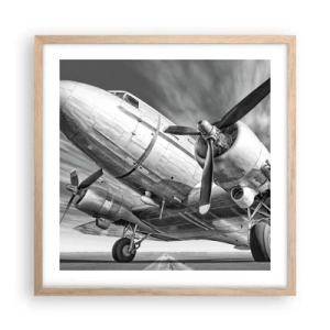 Een poster in een licht eiken lijst - Altijd klaar om te vliegen - 50x50 cm