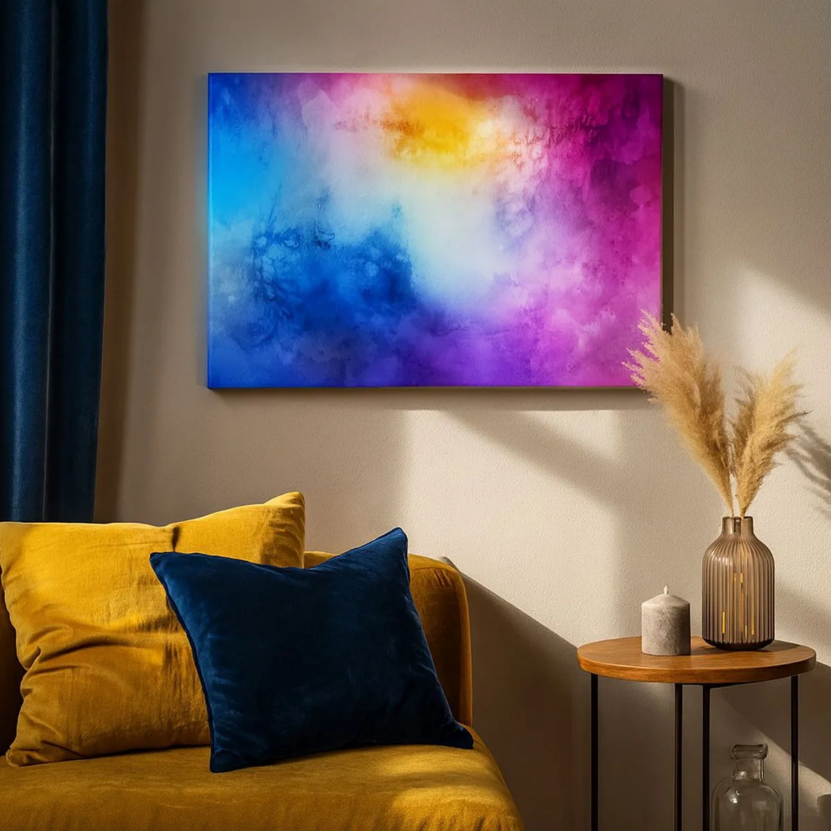 Schilderen op canvas - Een abstracte compositie in pasteltinten roze en blauw. - 70x50cm - Bijna in de wolken - Moderne wanddecoratie voor woonkamer en slaapkamer ARTTOR