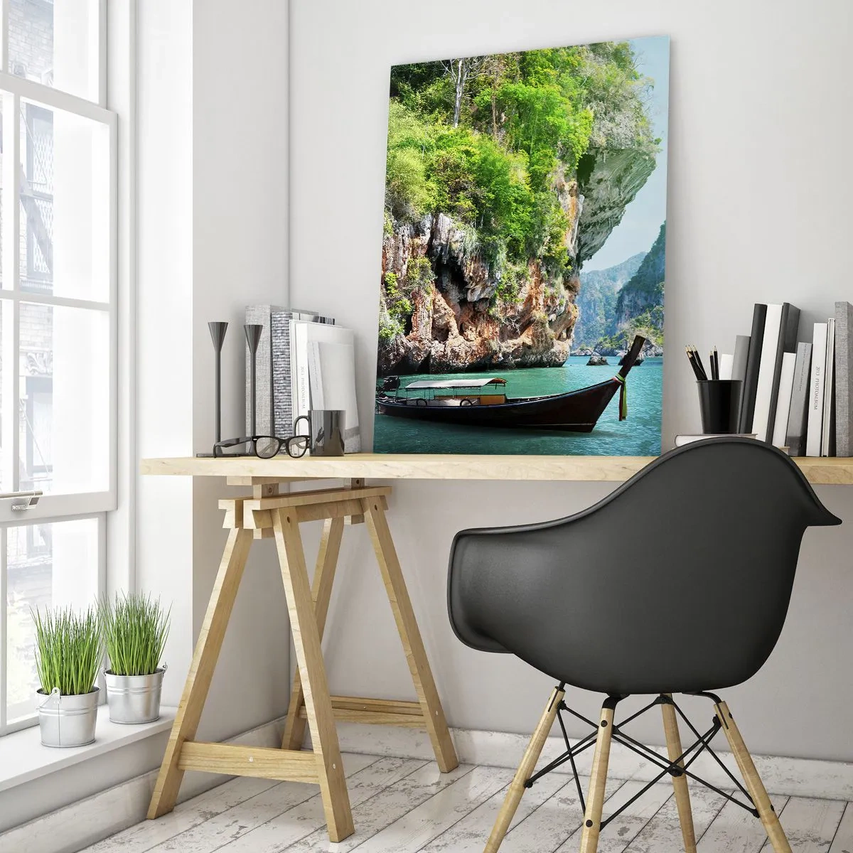 Schilderen op glas - Een uitnodiging voor een exotische reis - 50x70 cm