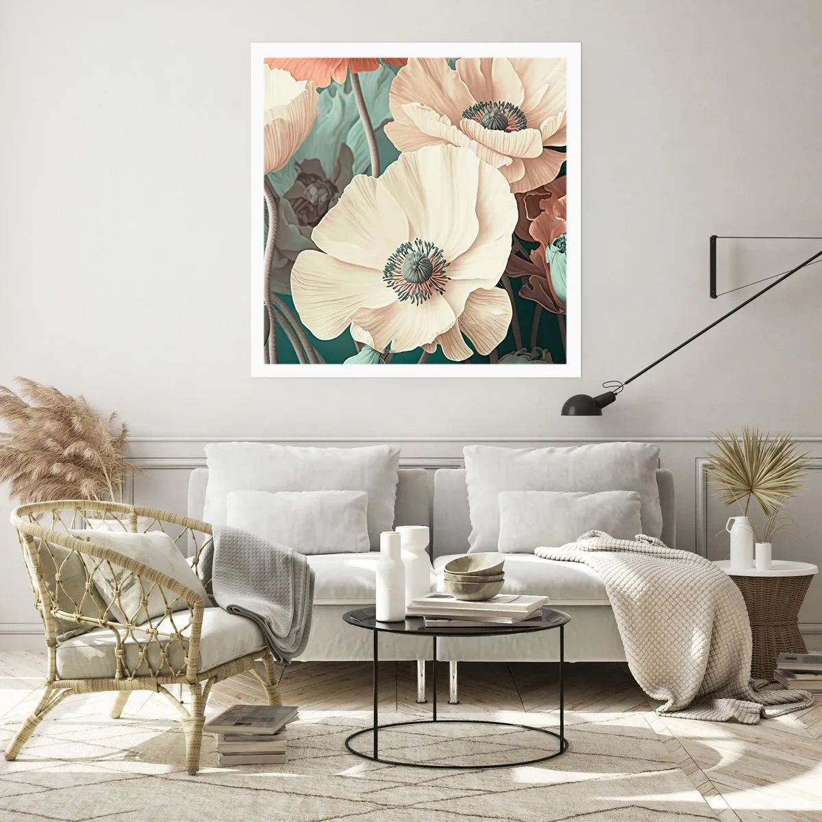 Poster - Het gefluister van klaprozen - 60x60 cm