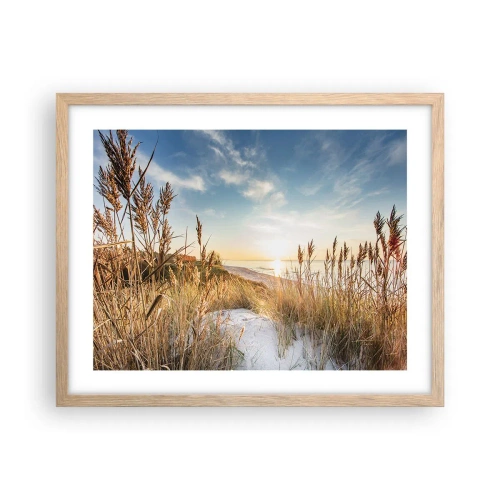 Een poster in een licht eiken lijst - Noord strand - 50x40 cm