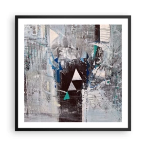 Poster in een zwarte lijst - Overschrijvende volgorde van driehoeken - 60x60 cm
