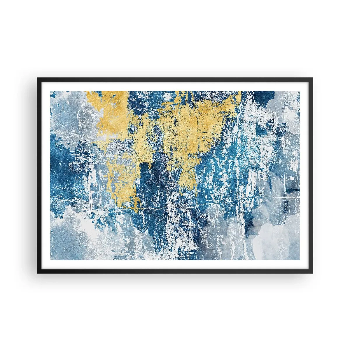 Poster in een zwarte lijst - Abstractie vol met weer - 100x70 cm