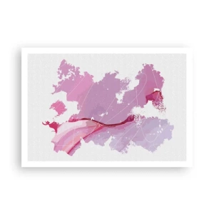 Poster - Kaart van de roze wereld - 100x70 cm