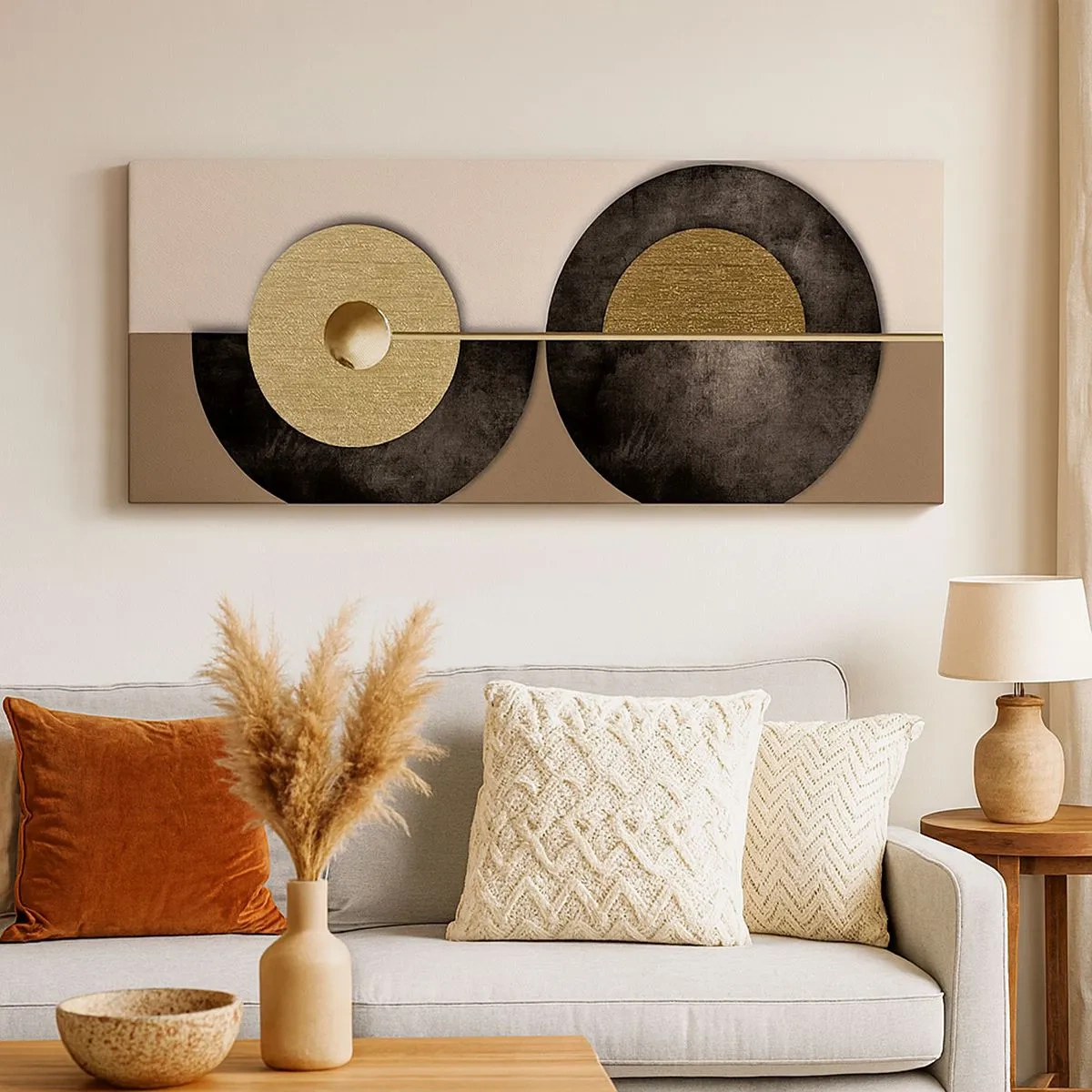 Schilderen op canvas - Variaties rond de cirkel - 100x40 cm