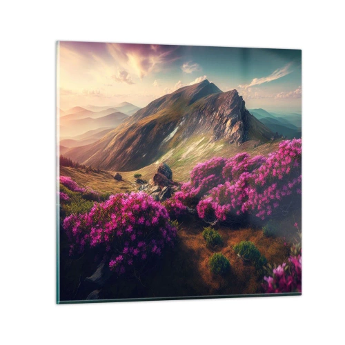 Schilderen op glas - Zomer in de bergen - 70x70 cm